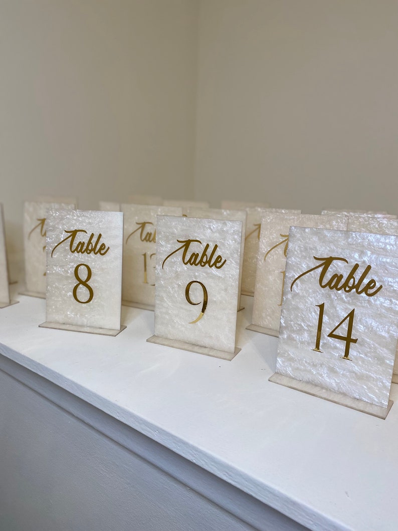Pearl Acrylic Table Numbers Marble Acrylic Table Numbers Wedding Table