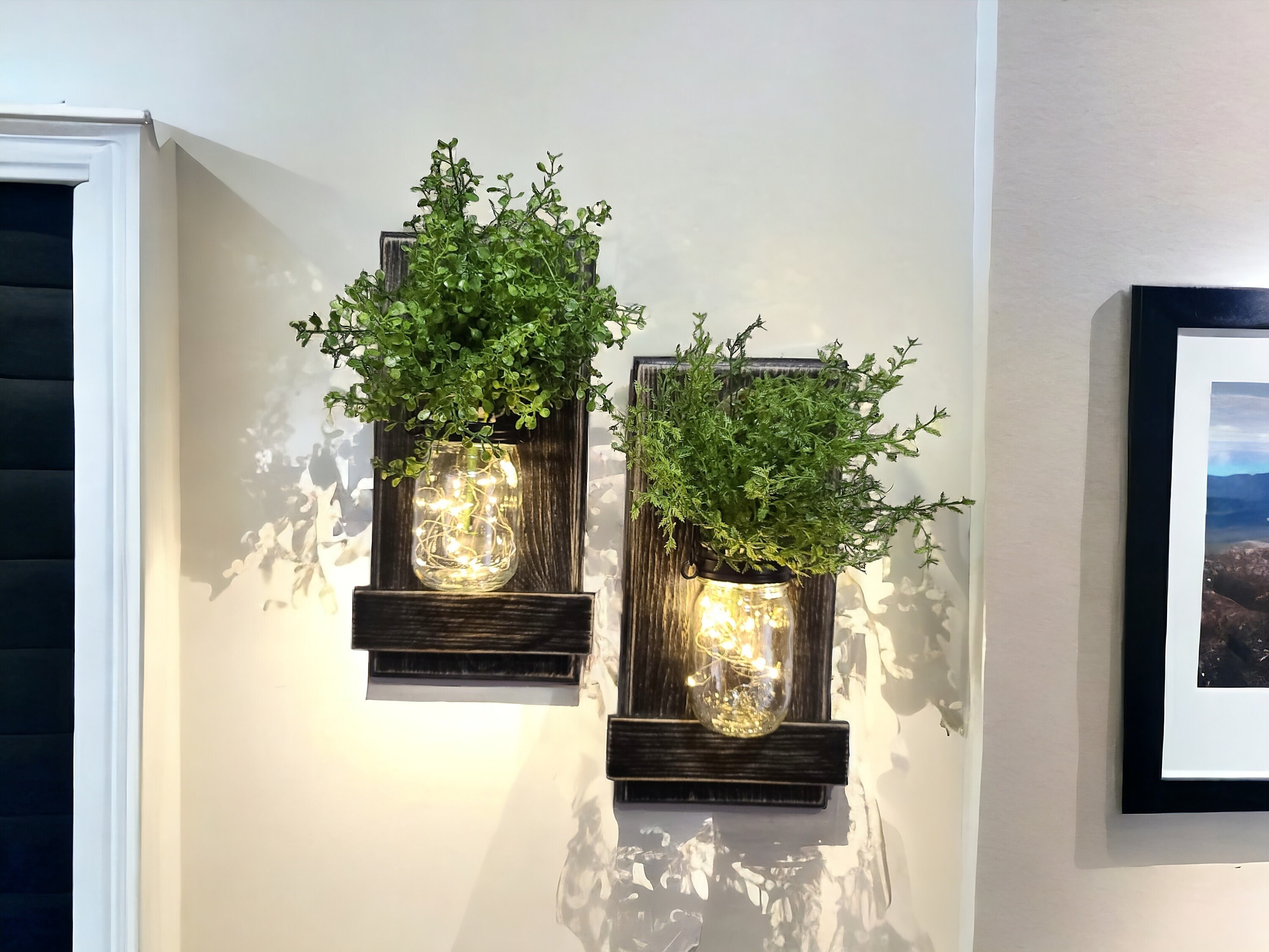 Adding Sconces To A Farmhouse Reference: Rustic Farmhouse Style Wooden Wall Sconces Lantern Floralset Of 2