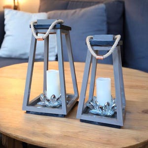 Set Of 2~ Modern Rustic Look Wooden Lanterns For Candleholder/Florals, Country Farmhouse Style Floor Lantern/Wedding Centerpieces/Home Decor