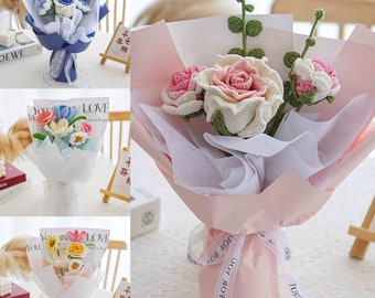 Mother's Day gift, Handmade Crochet Roses Bouquet,  Crochet Tulip, Romantic flowers, anniversary, birthday, girlfriend, wife, lover gift