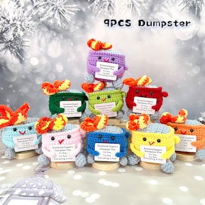 Crochet Dumpster Fire Amigurumi: Funny Desk Decor, Emotional Support Gift