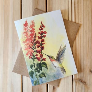 Carte de voeux oiseau (colibri vert)