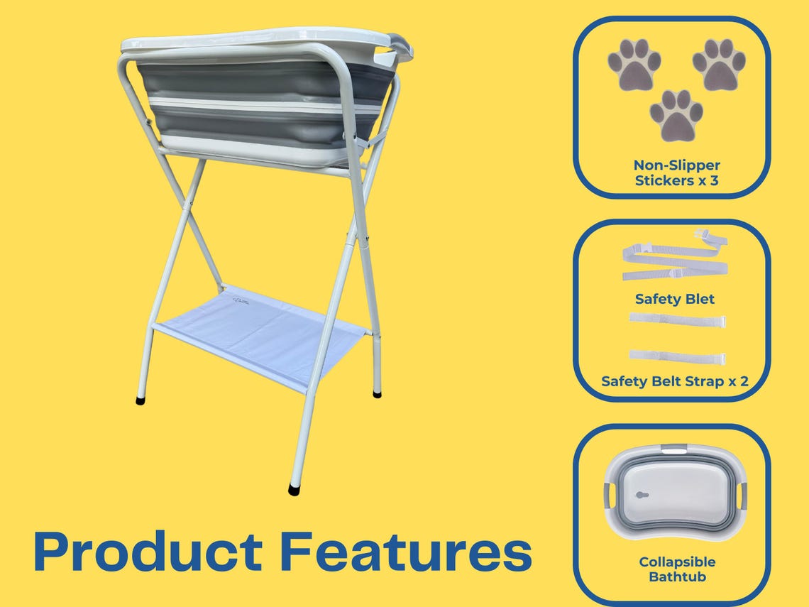 Collapsible Pet Bathtub, Bathtub With Stand, Foldable Dog Washing ...