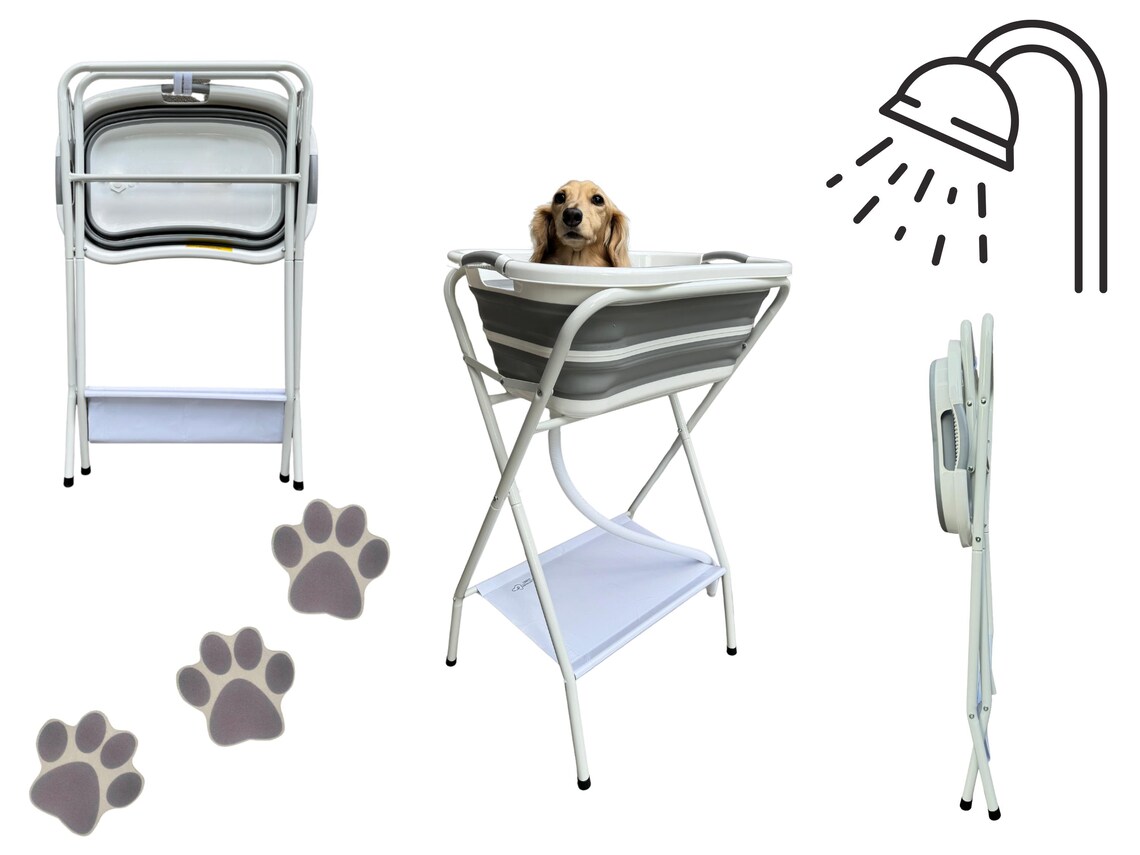 View of Collapsible Pet Bathtub, Bathtub With Stand, Foldable Dog Washing ...