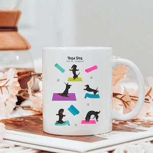Dachshund Yoga Ceramic Mug: Funny Wiener Dog Gift (11oz)