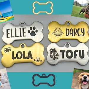 Custom Engraved Dog Tag: Stainless Steel Bone Pet ID