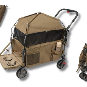 Foldable Pet Wagon, Dog Stroller with Removable Tent, Extendable Ramp, Built-in Storage | Travel Pet Carrier