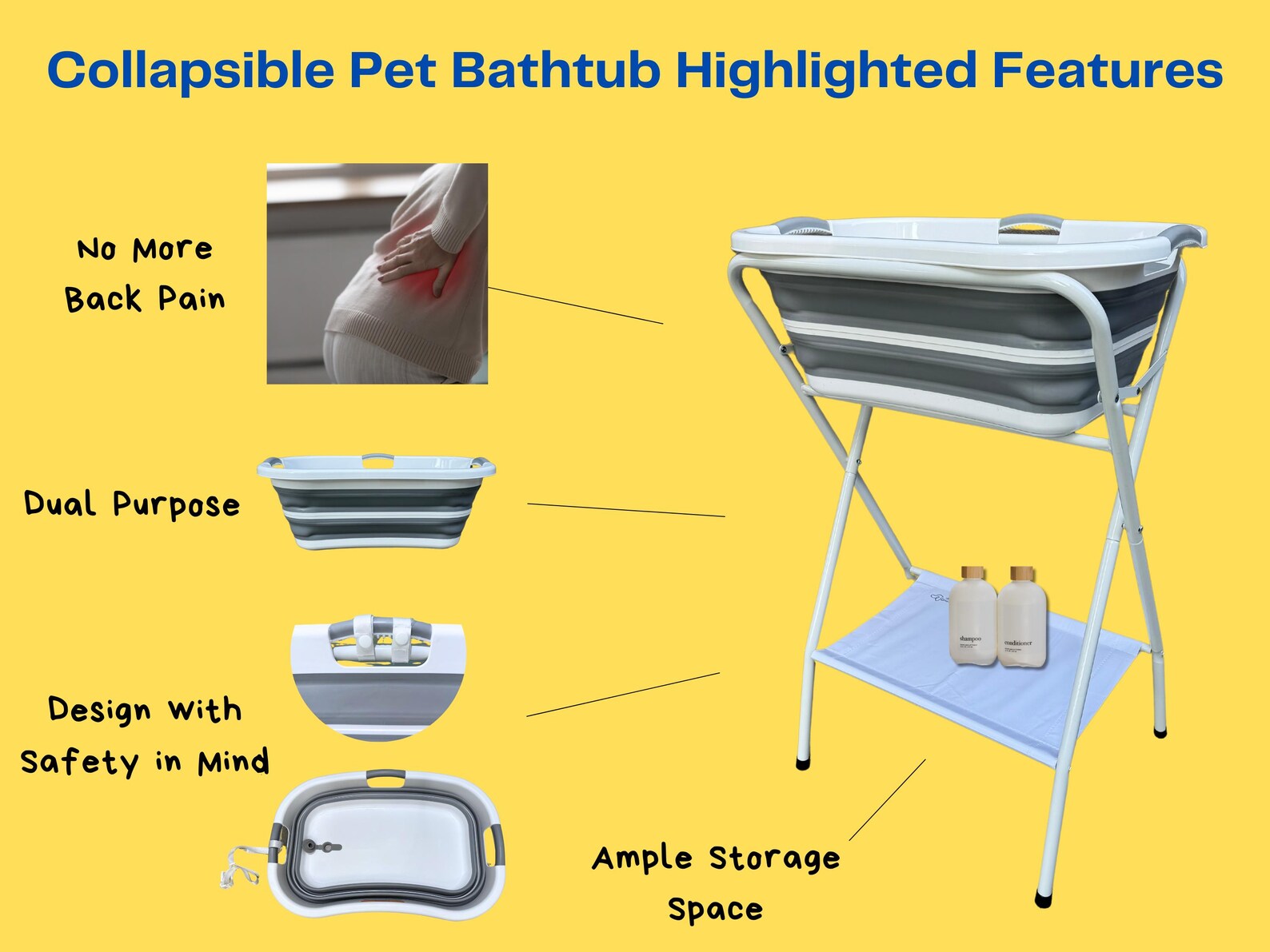 Picture of Collapsible Pet Bathtub, Bathtub With Stand, Foldable Dog Washing ...