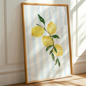 Impression d&#39;art citron, impression cuisine citron, impression d&#39;agrumes, peinture citron, impression fruit inspirée de Nancy Meyers, grand millénaire, esthétique vieil argent