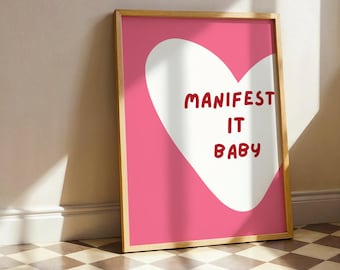 Impressão artística "Manifest It Baby": pôster de afirmação positiva (download digital)