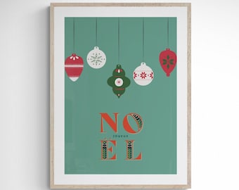 Noel Printable Art | Christmas Digital Art | Holiday Wall Art | Joyeux Noel Digital Print | Happy Holidays Art