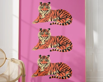 Lámina de tigre rosa para pared: decoración animal