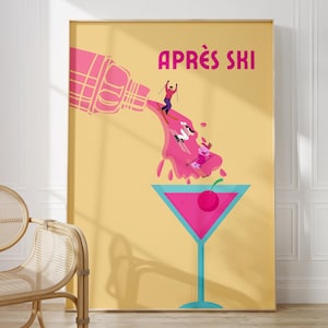Après Ski Wand Kunst | Cocktail-Poster | Barwagen Digital Art Print | Après-Ski Poster | Trendy Wandschilder | Martini Wandbild | Bar Dekor