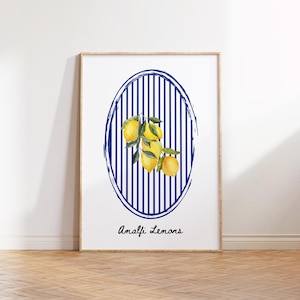 affiche de citrons d&#39;Amalfi | Impression d&#39;art de fruits | impression cuisine vintage | Agrumes grand millénaire | Art de cuisine de citrons | Esthétique vieil argent