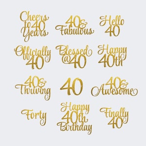 Happy 40th Birthday SVG Bundle - DIY Milestone Cake Topper & Party Decor - Digital Download