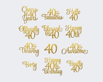 Happy 40th Birthday SVG Bundle - DIY Milestone Cake Topper & Party Decor - Digital Download