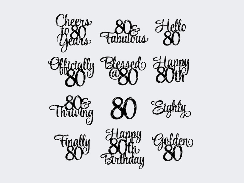 Happy 80th Birthday SVG Bundle - DIY Milestone Cake Topper & Party ...