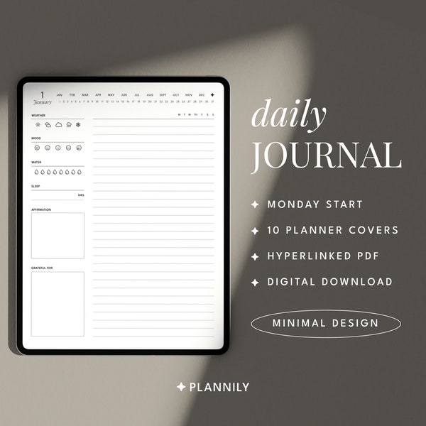 Digital Daily Journal, Goodnotes Daily, Ipad Diary, Notability Journal, Minimalist Journal, Hyperlinked Journal, Aesthetic Journal