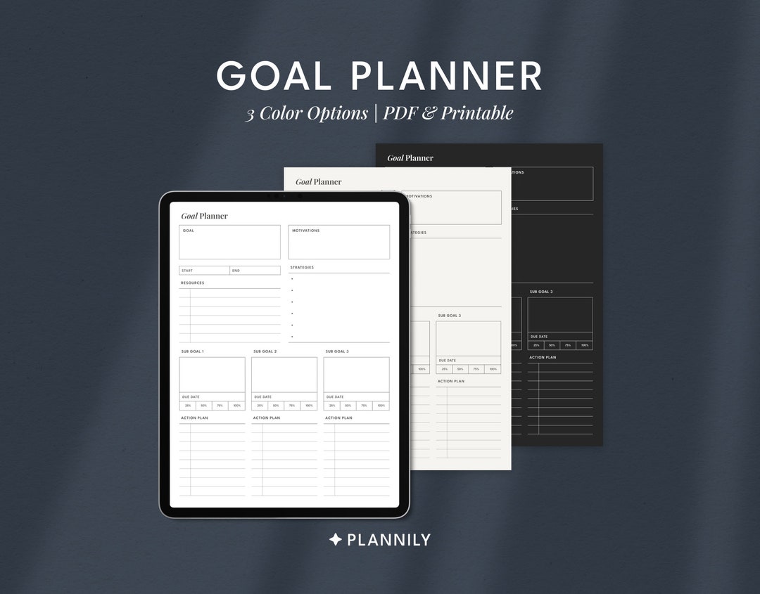 Goal Planner, Goal Setting, Productivity Digital Planner Template for ...