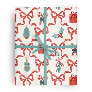 Christmas Bows Wrapping Paper: Candy Cane & Tree Gift Wrap