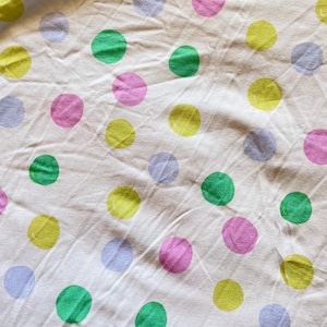 2.5 Yards Bamboo Cotton Jersey Knit Polka Dot Fabric, Pink Green Blue, One Inch Polka Dot
