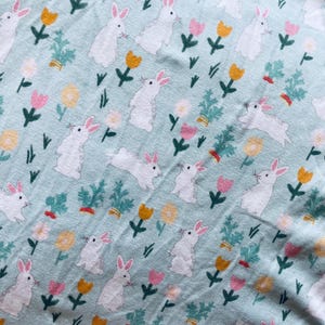 Five Yards Bunny Easter Floral Fabric Bamboo Cotton Jersey Knit  Fabric