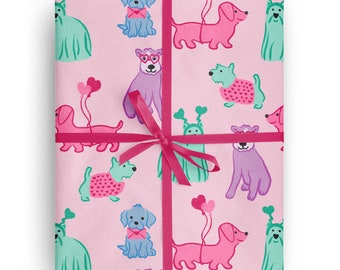 Wrapping Paper: Cute Colorful Puppies for special occasions like Birthday, Holiday, Mother's Day, Baby Shower, Wedding Gift Wrapping