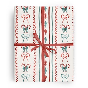 Candy Cane Stripe Christmas Wrapping Paper: Bows Gift Wrap