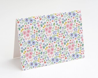 Stationery Folded Notecard: Purple and Blue Floral Notecard, Custom, botanical notecard, floral stationery, thank you notecard