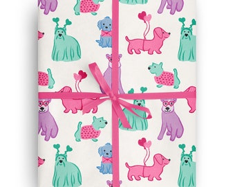 Wrapping Paper: Cute Colorful Puppies for special occasions like Birthday, Holiday, Mother's Day, Baby Shower, Wedding Gift Wrapping