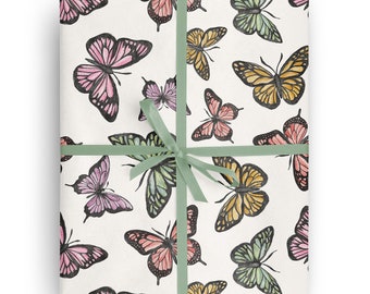 Butterfly Wrapping Paper for special occasions like Birthday, Holiday, Mother's Day, Baby Shower, Wedding Gift Wrapping