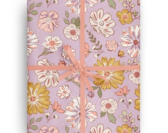 Meadow Floral Wrapping Paper for special occasions like Birthday, Holiday, Mother's Day, Baby Shower, Wedding Gift Wrapping