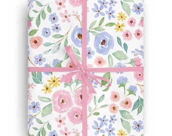 Watercolor Floral Wrapping Paper for special occasions like Easter, Birthday, Holidays, Mother's Day, Baby Shower, Wedding Gift Wrapping