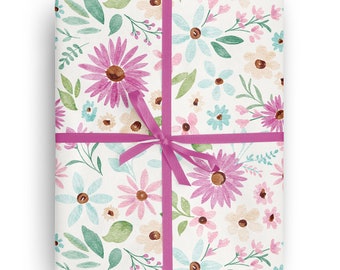 Watercolor Floral Wrapping Paper for special occasions like Birthday, Holiday, Mother's Day, Baby Shower, Wedding Gift Wrapping