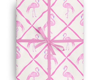 Pink Flamingo Lattice Wrapping Paper: Special Occasion Gift Wrap