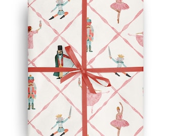 Nutcracker Trellis Christmas Wrapping Paper, Christmas Kids Gift Wrap for special occasions