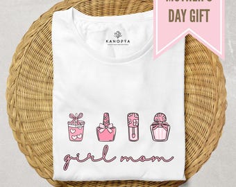 Girl Mom T-Shirt – Cute Mother’s Day Gift, Trendy Graphic Tee for Moms, Pink Design.