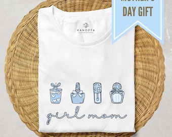Girl Mom T-Shirt – Cute Mother’s Day Gift, Trendy Graphic Tee for Moms, Baby Blue Design.