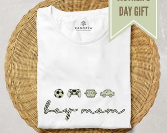 Boy Mom T-Shirt, Cute Mother's Day Gift, Casual Graphic Tee for Moms. Green Design