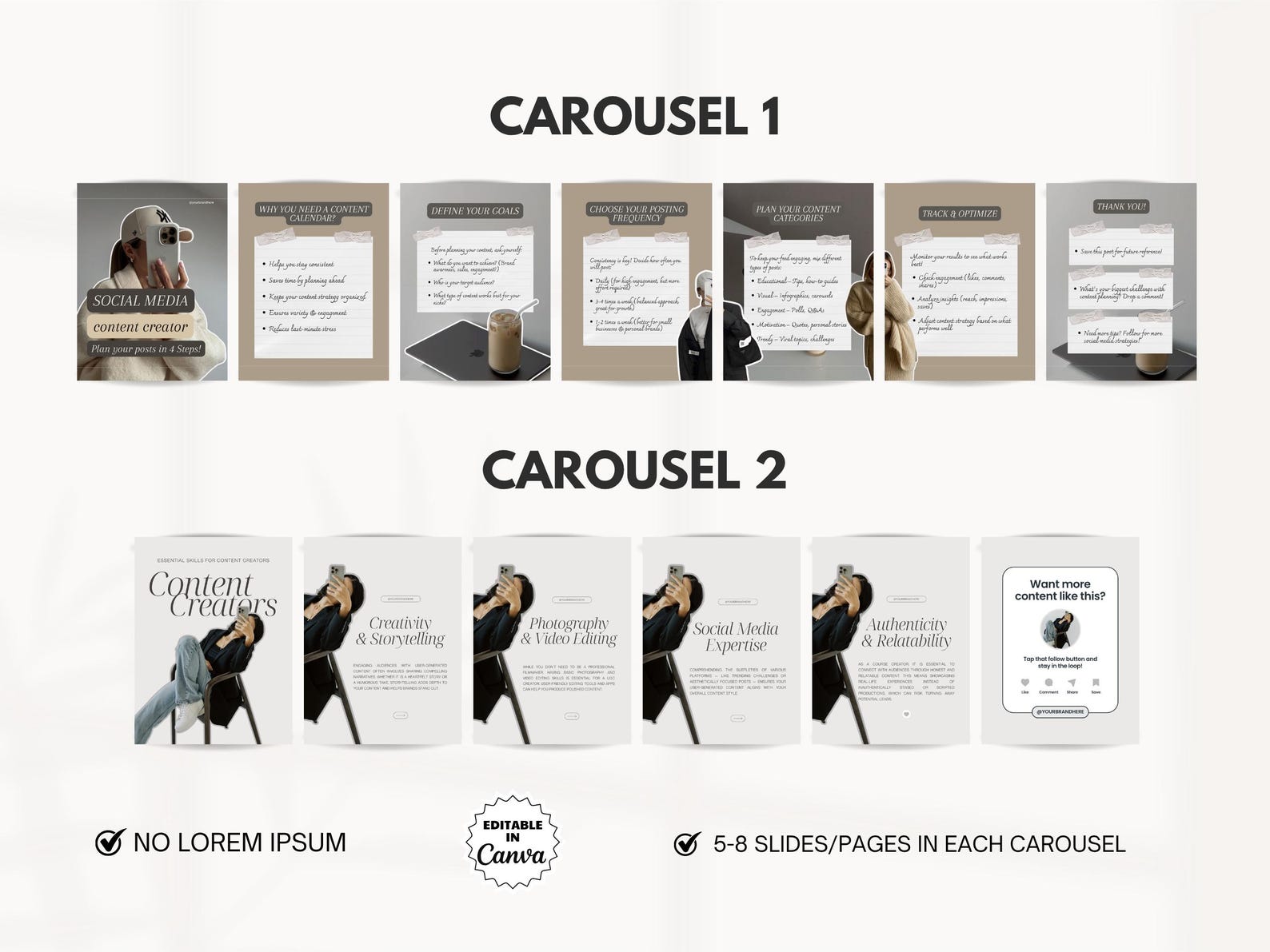 Aesthetic Carousels, Carousel Bundle, Carousel Template Canva ...