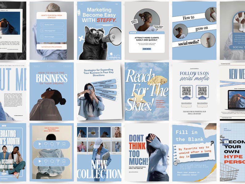Blue templates, Bold template, Instagram template, Instagram templates canva, Social media templates, Coach instagram template, Mrr canva image 1