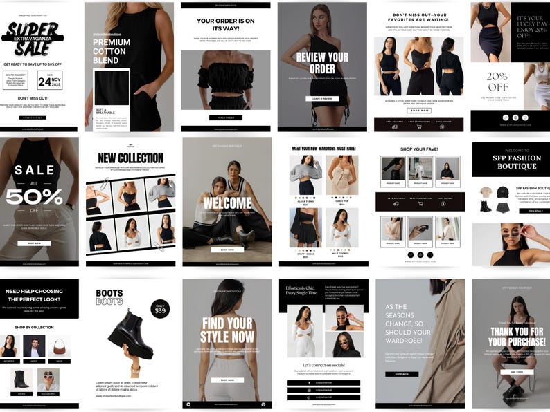 Email marketing template, Email template, Fashion template, Fashion email, Email template canva, Email newsletter, Editable email template image 1