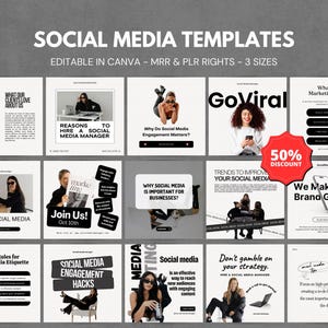 Social media manager templates, Social media marketing, Social media coach, Instagram template canva, Aesthetic social media bundle, Canva
