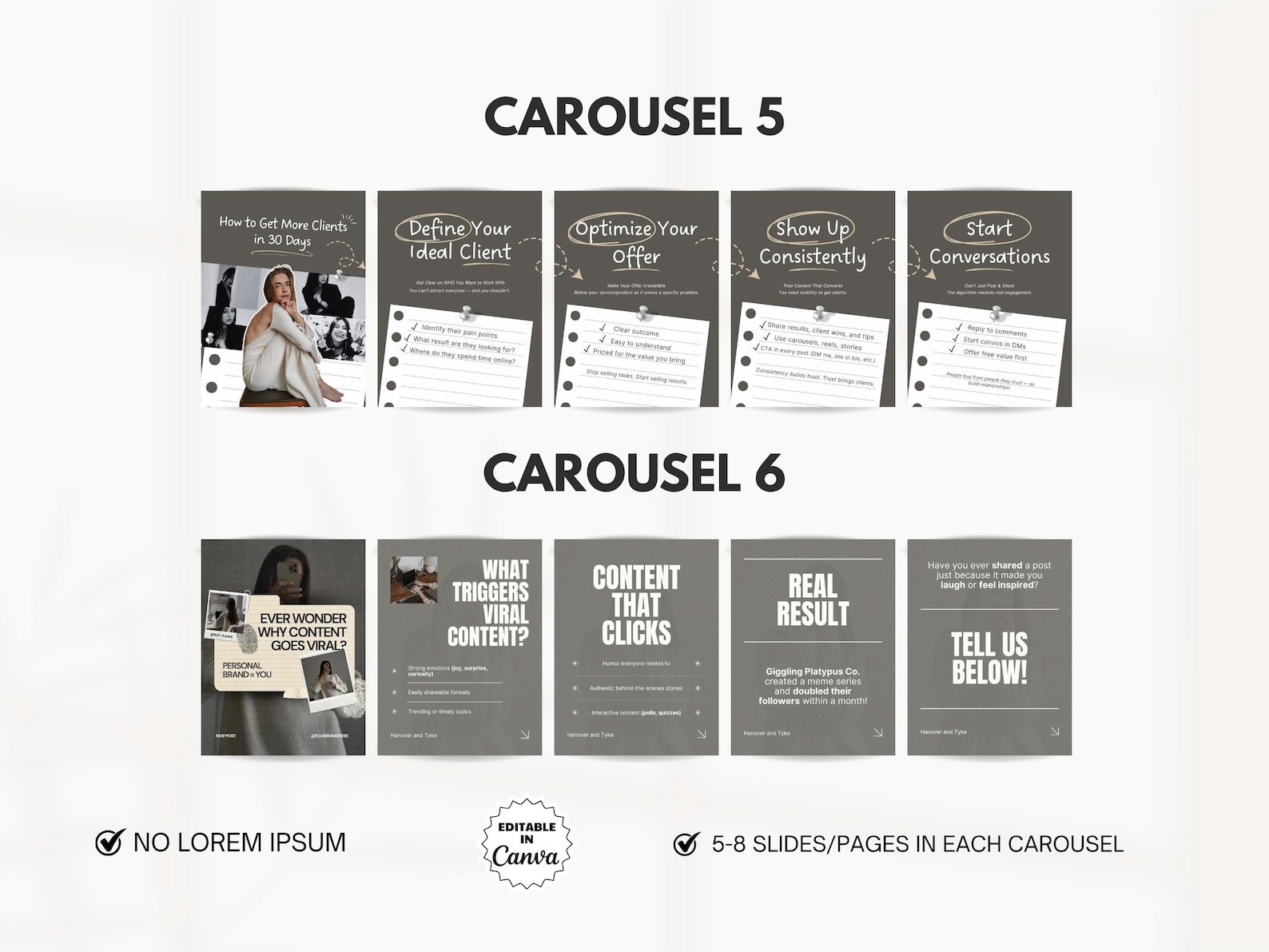 Aesthetic Carousels, Carousel Bundle, Carousel Template Canva ...