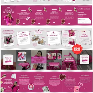 Instagram carousel, Carousel templates, Pink carousel, Seamless carousels, Instagram templates, Aesthetic carousels, Social media carousel