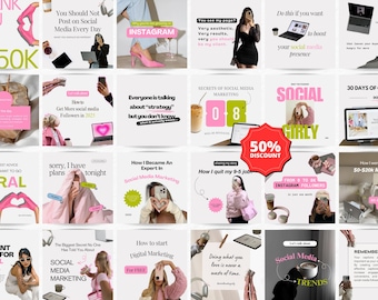 Instagram template canva, Social media manager template, Social media branding, Social media marketing, Canva template, Social media coach