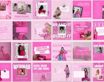 200 Pink Social Media Templates, Social Media Manager Templates, Instagram template, Social media marketing, Social media posts, Instagram