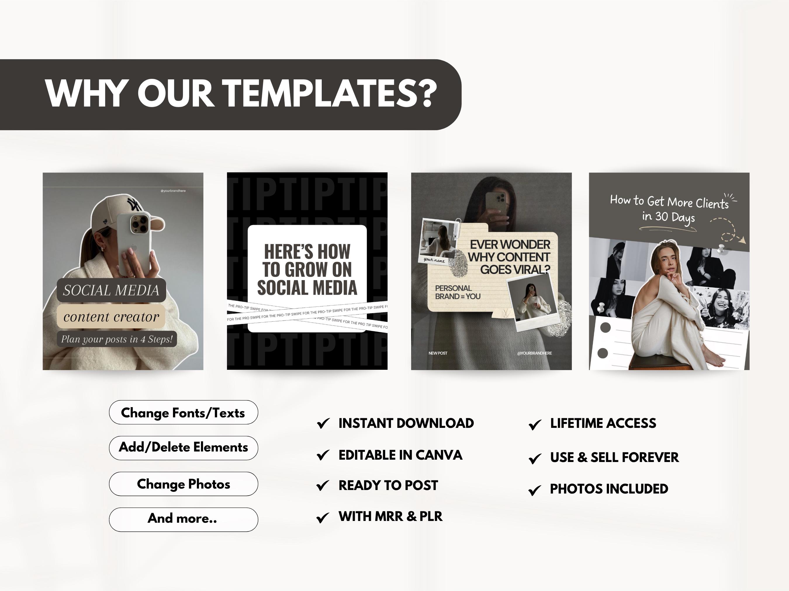 Aesthetic Carousels, Carousel Bundle, Carousel Template Canva ...