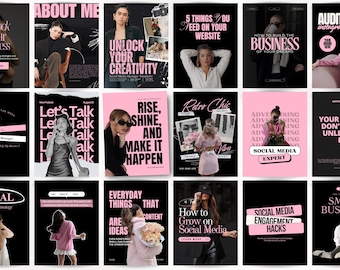 Black & Pink Instagram Templates, Instagram template canva, Instagram templates, Social media templates, Modern instagram, Instagram posts
