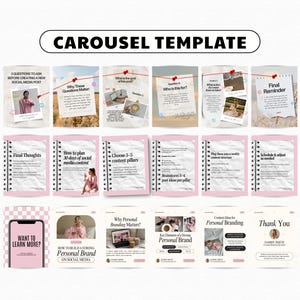 Carousel templates, Carousel template canva, Carousel posts, Carousel instagram template, Pink carousel, Pink instagram templates, Carousel